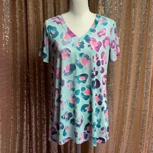 Heimish Colorful Leopard Vneck Tee